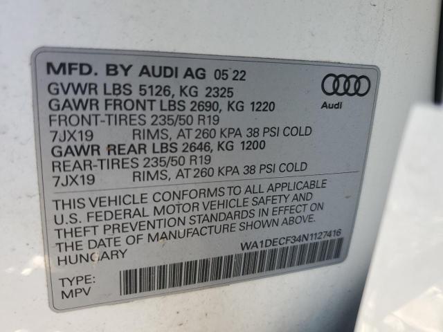 WA1DECF34N1127416 | 2022 AUDI Q3 PREMIUM