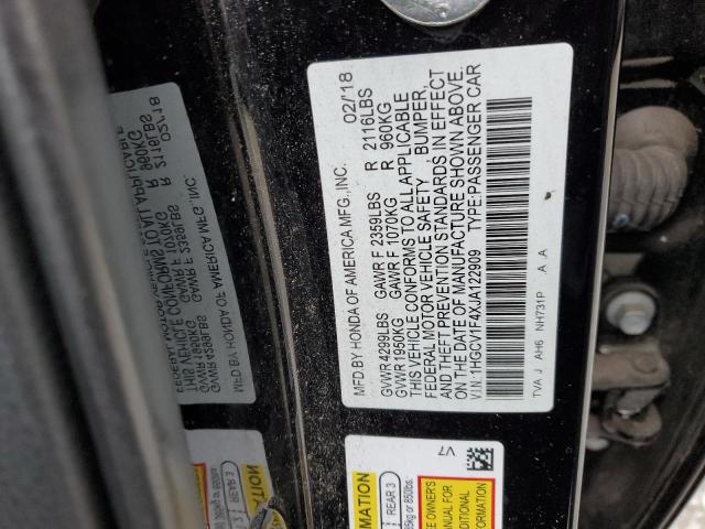 1HGCV1F4XJA122909 | 2018 HONDA ACCORD EX