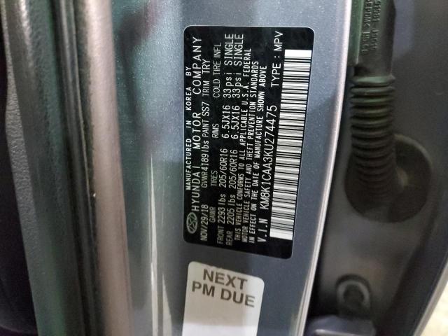 2019 HYUNDAI KONA KM8K1CAA3KU274475