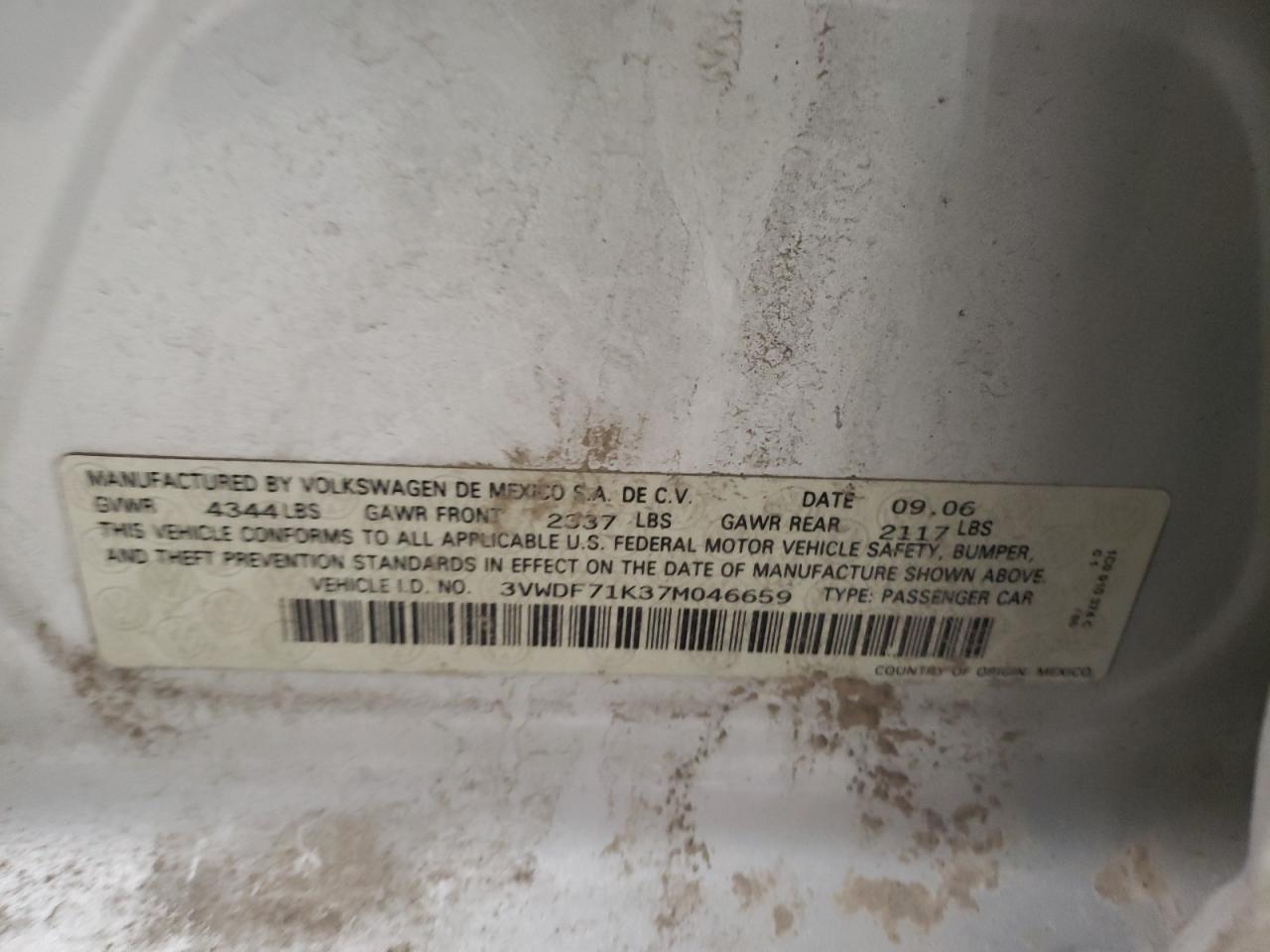 3VWDF71K37M046659 2007 Volkswagen Jetta 2.5 Option Package 2