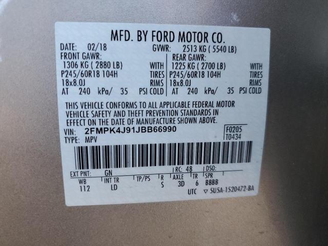 2FMPK4J91JBB66990 2018 FORD EDGE, photo no. 12