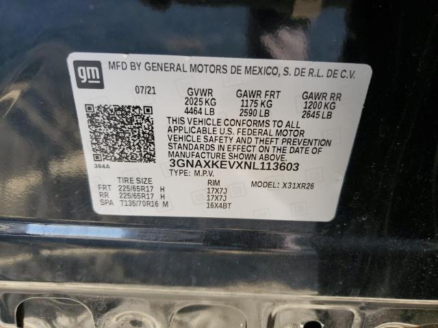 3GNAXKEVXNL113603 | 2022 CHEVROLET EQUINOX LT