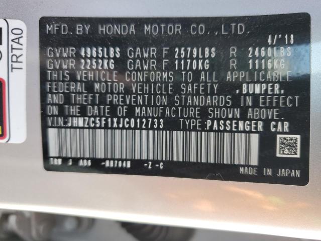 2018 HONDA CLARITY - JHMZC5F1XJC012733