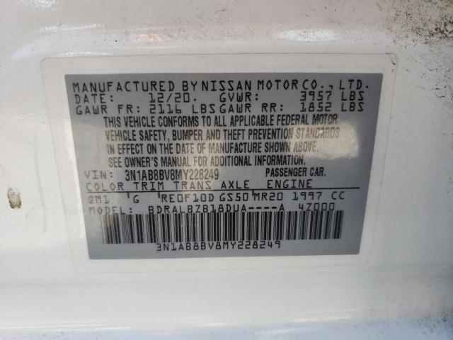 2021 Nissan Sentra S VIN: 3N1AB8BV8MY228249 Lot: 76582393