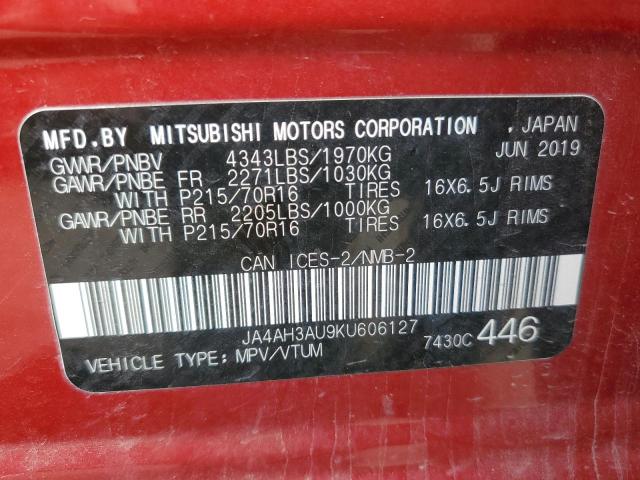 2019 MITSUBISHI RVR SE JA4AH3AU9KU606127