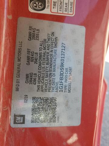 2019 CHEVROLET CAMARO LS 1G1FB3DS9K0137127