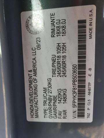 2023 HONDA RIDGELINE - 5FPYK3F81PB503650