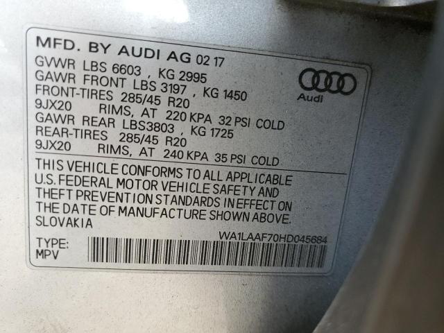 VIN WA1LAAF70HD045684 2017 Audi Q7, Premium Plus no.13