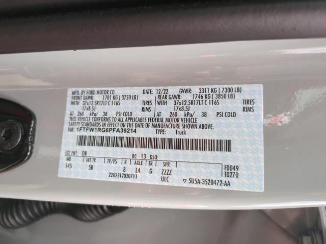 1FTFW1RG6PFA39214 Ford F150 Raptor