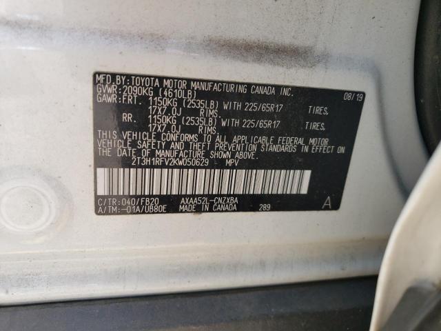 2T3H1RFV2KW050629 Toyota RAV4 LE