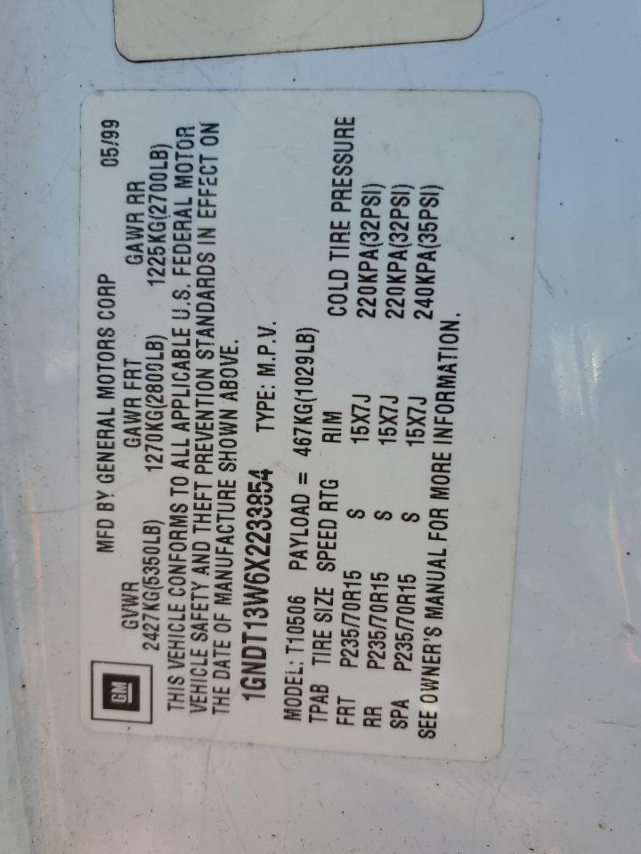 1GNDT13W6X2233854 1999 Chevrolet Blazer