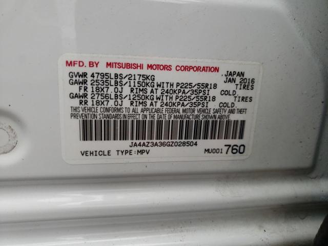 2016 MITSUBISHI OUTLANDER - JA4AZ3A36GZ028504