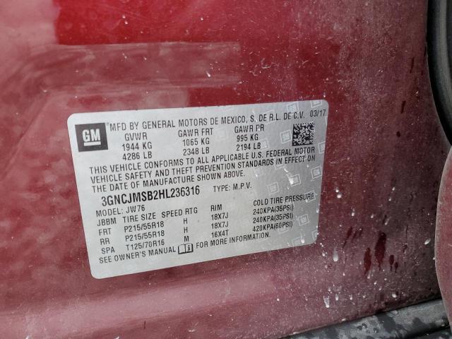 2017 CHEVROLET TRAX PREMI 3GNCJMSB2HL236316