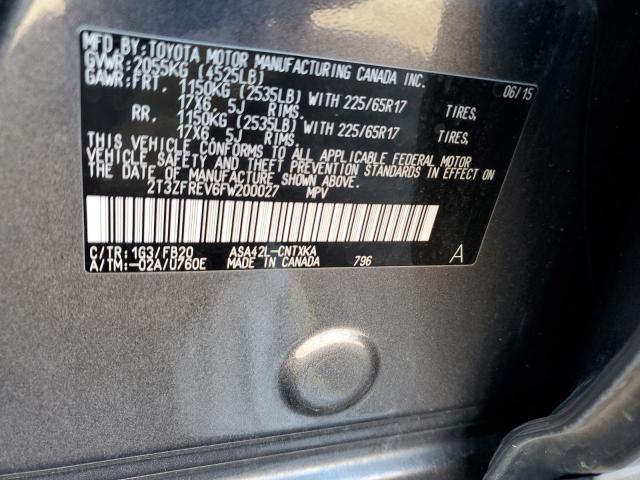 2T3ZFREV6FW200027 Toyota RAV4 LE