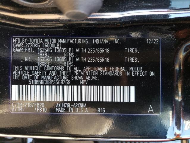 VIN 5TDBBRCH8PS568769 2023 Toyota Highlander, Hybri... no.14