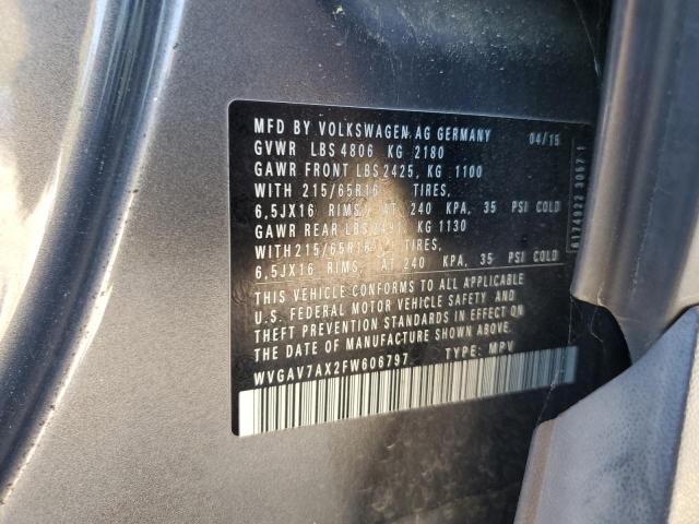Lot #2436221590 2015 VOLKSWAGEN TIGUAN S salvage car