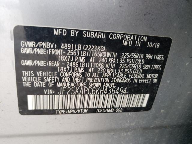 JF2SKAPC6KH436494 | 2019 SUBARU FORESTER S