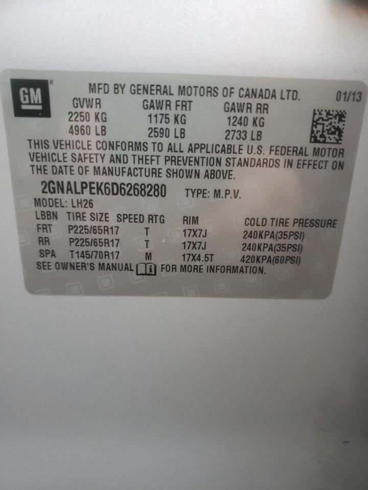 2GNALPEK6D6268280 2013 Chevrolet Equinox Lt 2GNALPEK6D6268280 2013 Chevrolet Equinox Lt