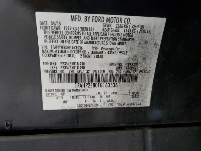 1FAHP2E80FG163536 | 2015 FORD TAURUS SEL