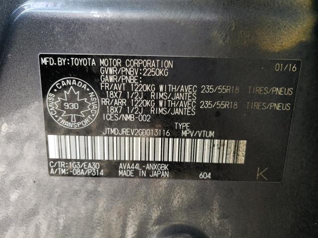 2016 TOYOTA RAV4 HV LI - JTMDJREV2GD013116