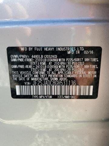 2016 SUBARU FORESTER 2 - JF2SJADC8GH531136