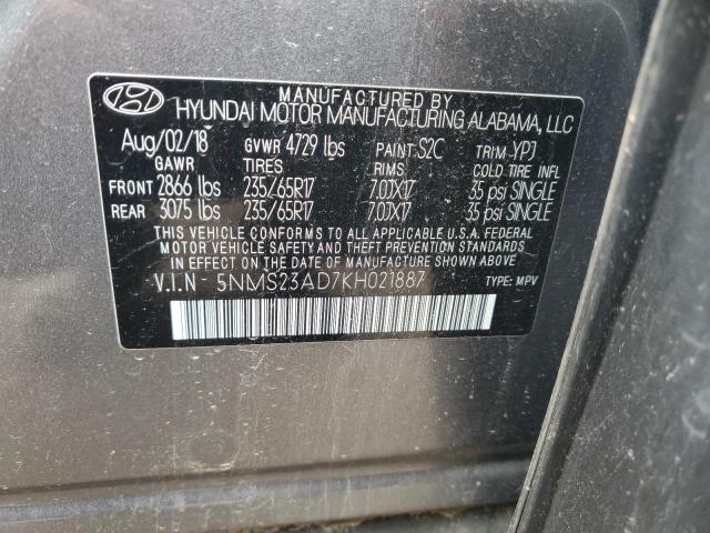 5NMS23AD7KH021887 | 2019 Hyundai santa fe se