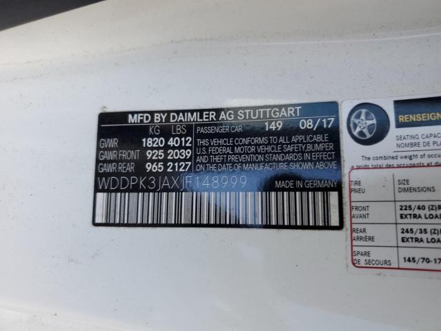 WDDPK3JAXJF148999 | 2018 MERCEDES-BENZ SLC 300
