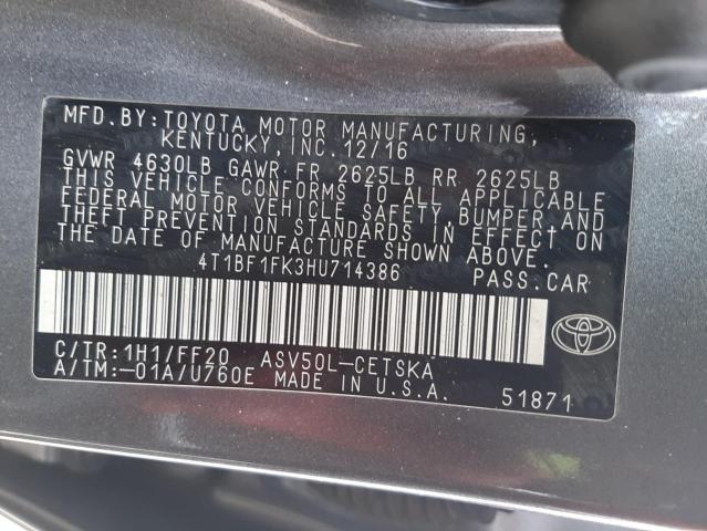 4T1BF1FK3HU714386 | 2017 Toyota camry le