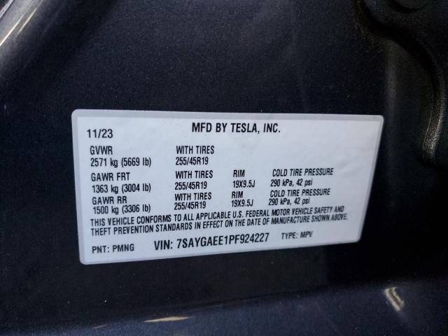 7SAYGAEE1PF924227 | 2023 TESLA MODEL Y