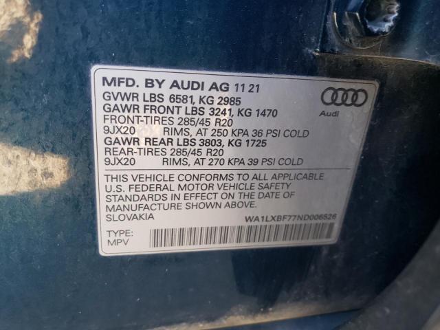 VIN WA1LXBF77ND006526 2022 Audi Q7, Premium Plus no.12