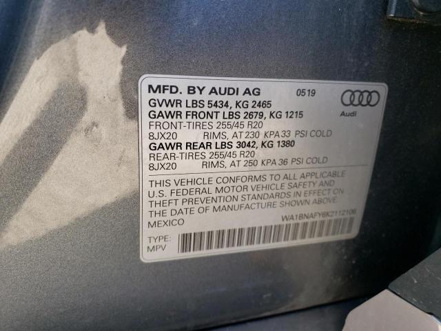 WA1BNAFY6K2112106 2019 AUDI Q5, photo no. 13