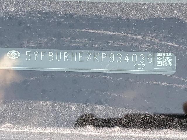 5YFBURHE7KP934036 | 2019 TOYOTA COROLLA L