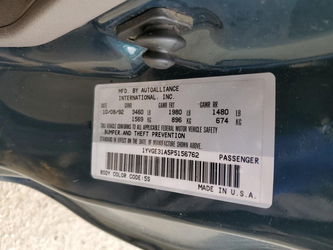 1YVGE31A5P5156762 1993 Mazda Mx-6