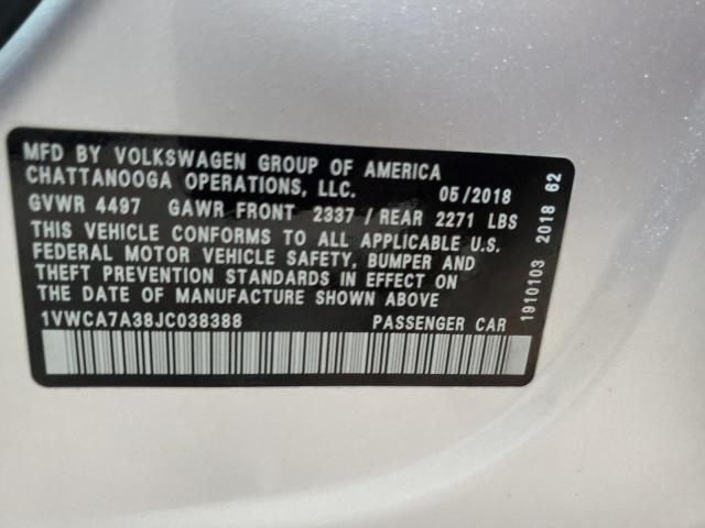 2018 VOLKSWAGEN PASSAT SEL - 1VWCA7A38JC038388