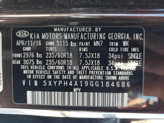 5XYPH4A19GG184686 KIA SORENTO EX