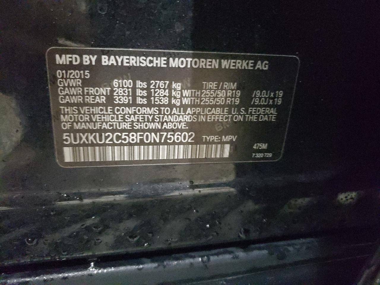 5UXKU2C58F0N75602 2015 BMW X6 xDrive35I