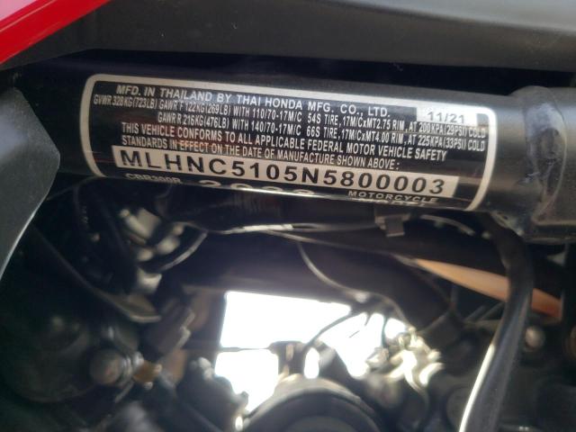 2022 HONDA CBR300 R MLHNC5105N5800003