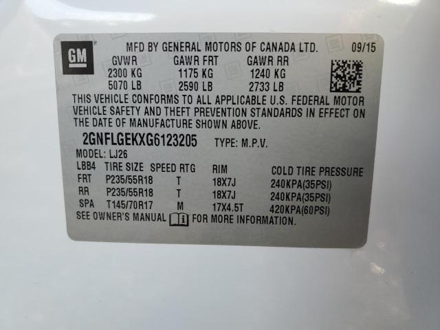 2GNFLGEKXG6123205 | 2016 CHEVROLET EQUINOX LT