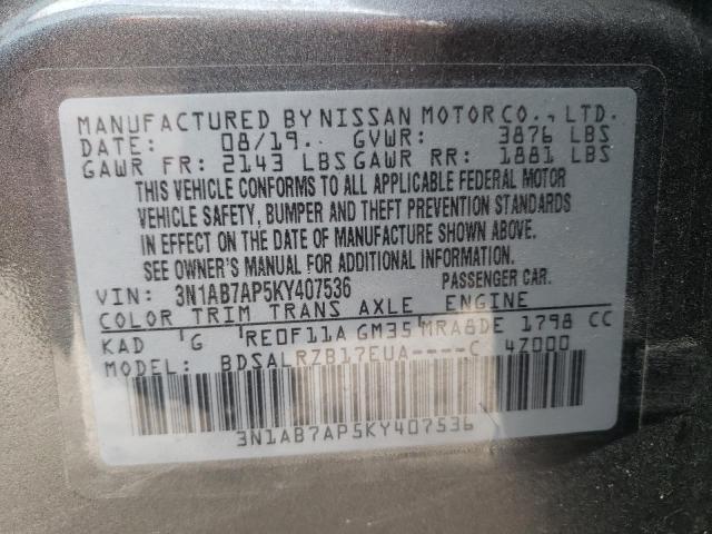 VIN 3N1AB7AP5KY407536 2019 NISSAN SENTRA no.12