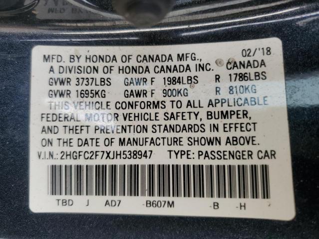 2018 HONDA CIVIC EX - 2HGFC2F7XJH538947