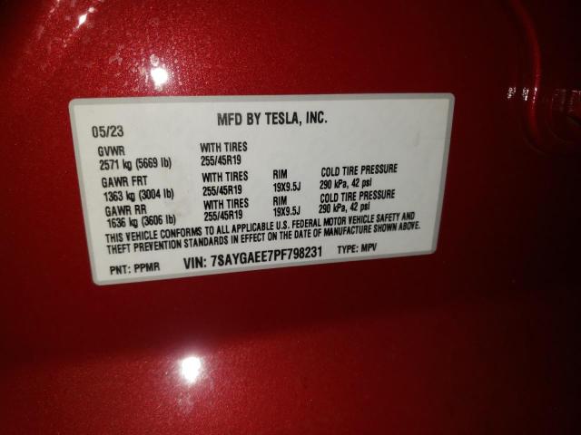 7SAYGAEE7PF798231 | 2023 TESLA MODEL Y