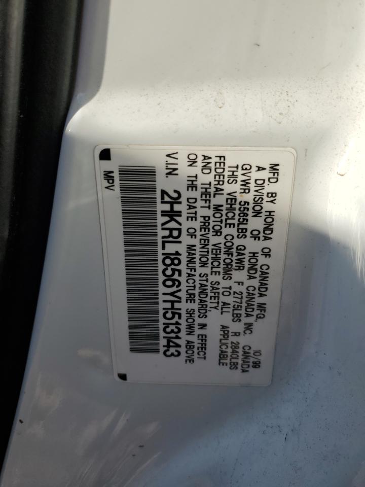 2hkrl1856yh513143 2HKRL1856YH513143 2000 Honda Odyssey Lx