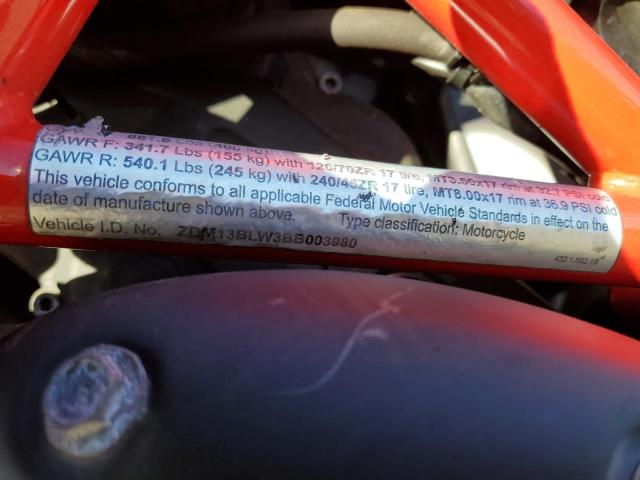 2011 DUCATI DIAVEL ZDM13BLW3BB003980
