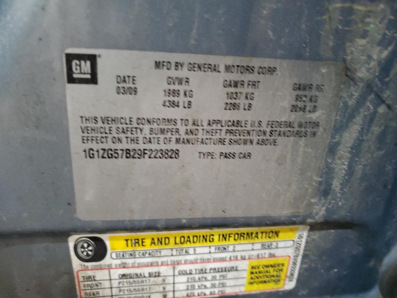 1G1ZG57B29F223828 2009 Chevrolet Malibu Ls