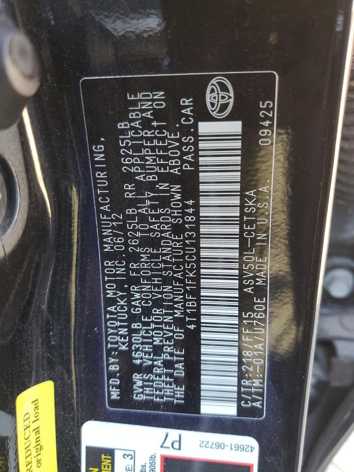 4T1BF1FK5CU131844 2012 Toyota Camry Base