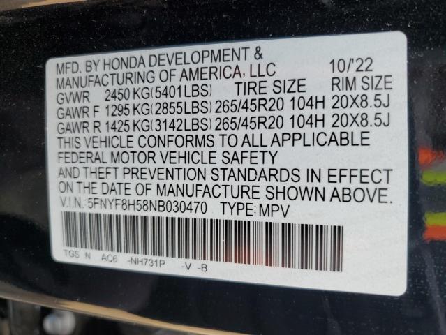 5FNYF8H58NB030470 | 2022 HONDA PASSPORT E