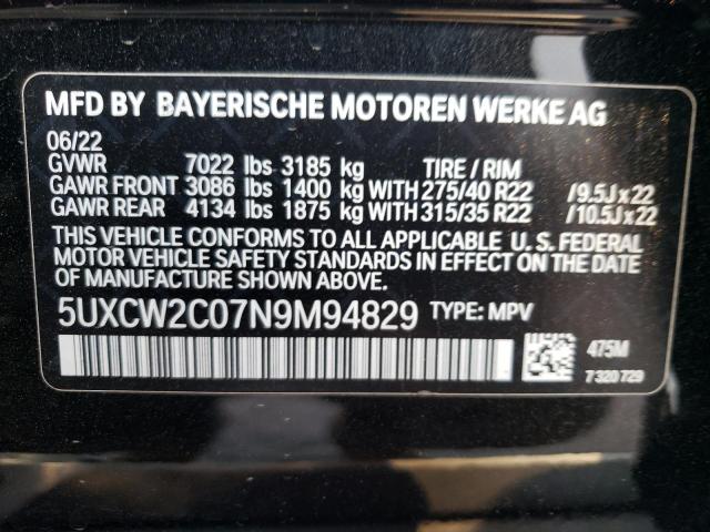 VIN 5UXCW2C07N9M94829 2022 BMW X7, Xdrive40I no.13