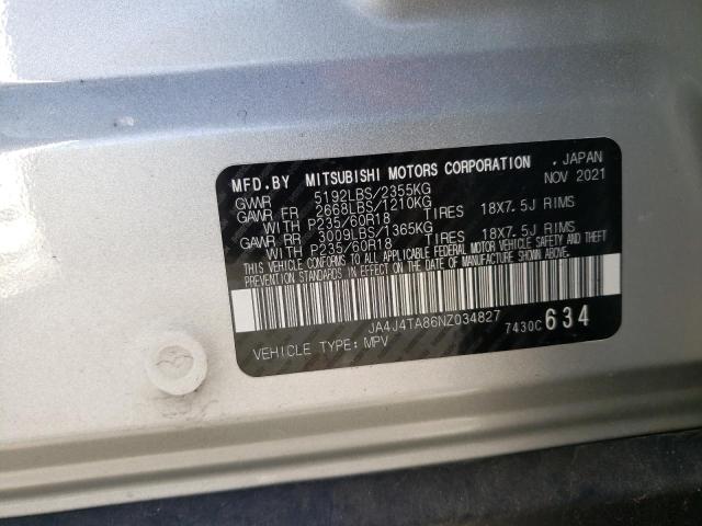 2022 MITSUBISHI OUTLANDER - JA4J4TA86NZ034827
