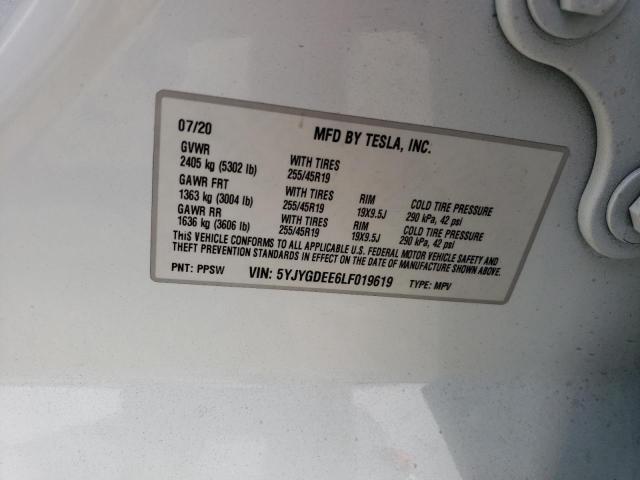 5YJYGDEE6LF019619 | 2020 TESLA MODEL Y