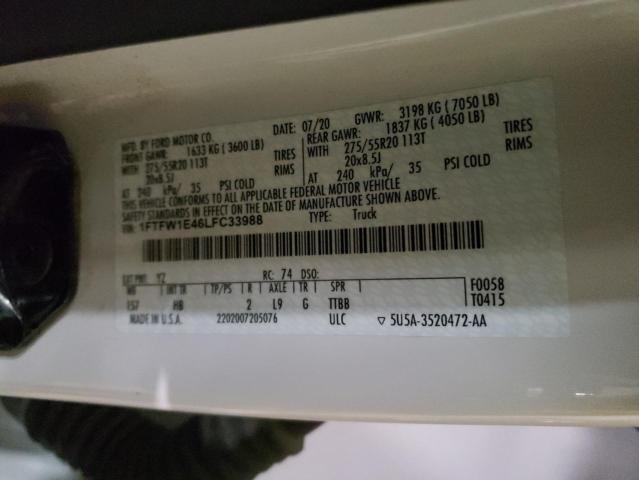 2020 FORD F150 SUPER - 1FTFW1E46LFC33988